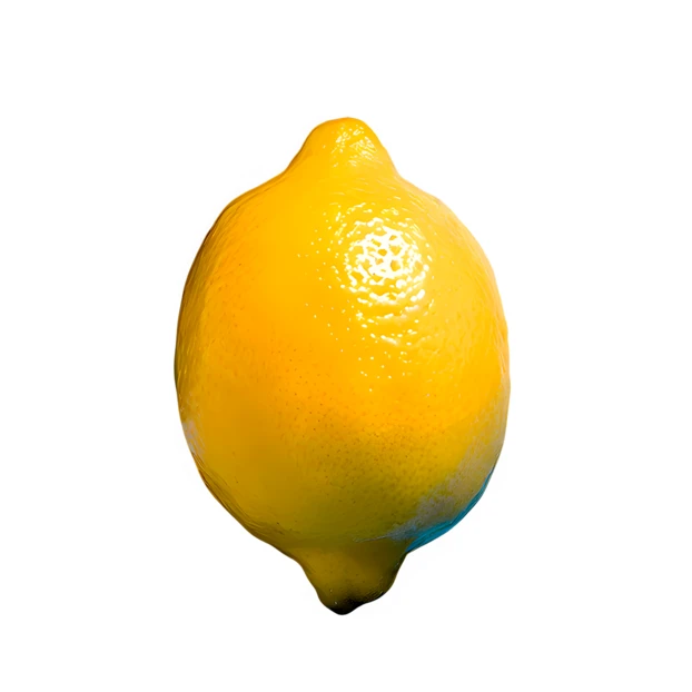 Single fresh yellow lemon isolated on white background