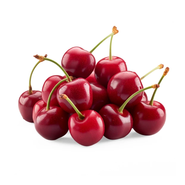 Group of fresh red cherries isolated on white background