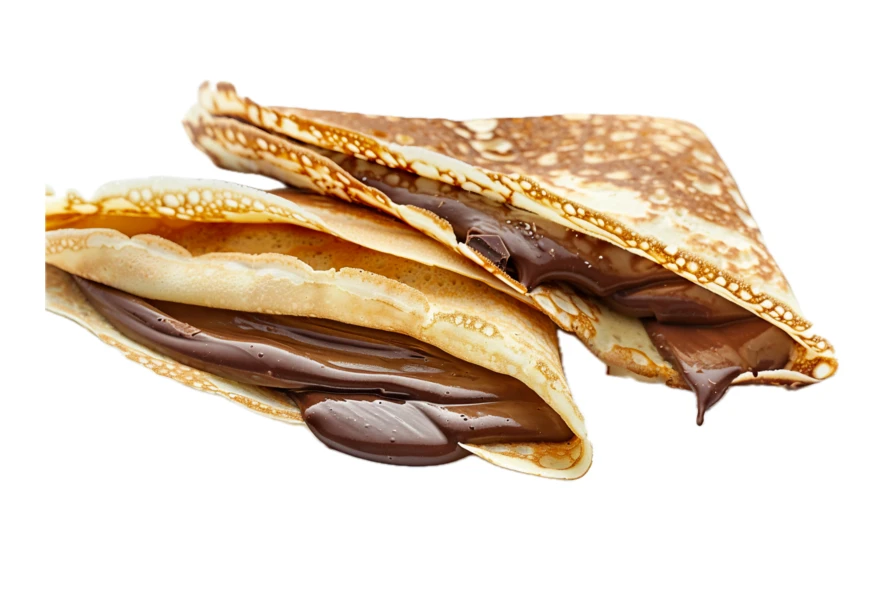 Fresh crepes filled with hazelnut chocolate spread