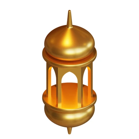 3D golden Islamic lantern isolated on white background