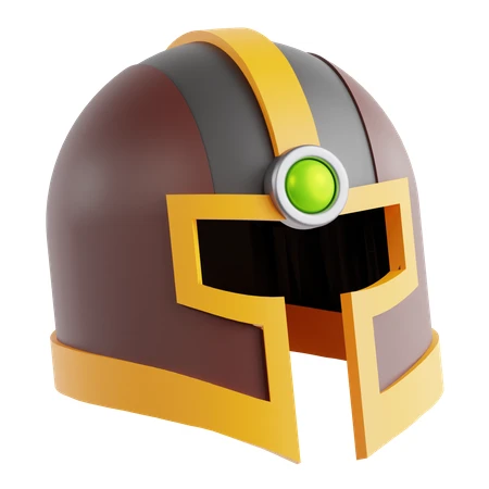 3D stylized medieval knight helmet with green gem