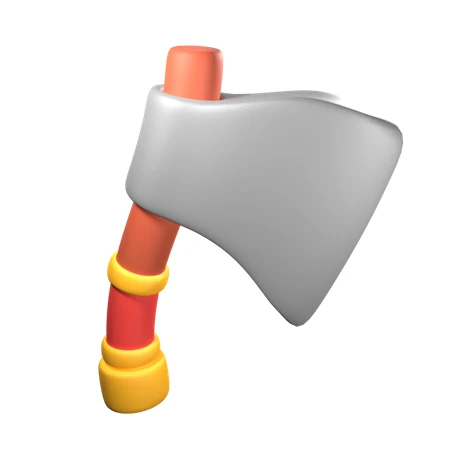 3D stylized axe icon isolated on white background