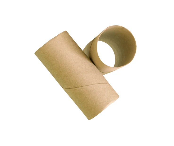 Empty brown cardboard toilet paper rolls isolated on white