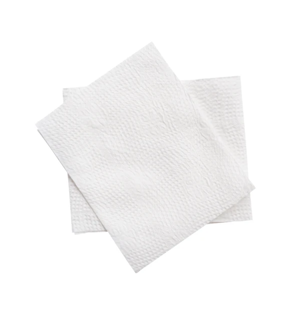 Two white textured paper napkins isolated on white background