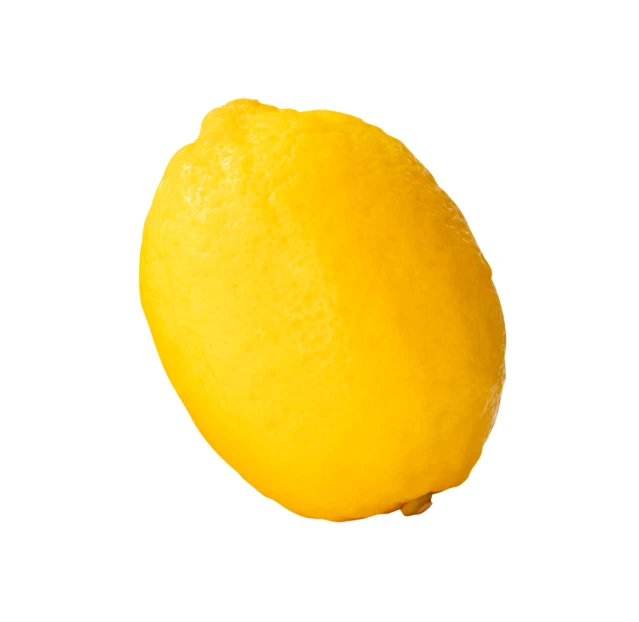 Single whole yellow lemon isolated on white background