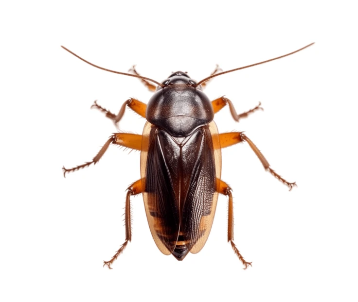 Cockroach isolated on white background top view
