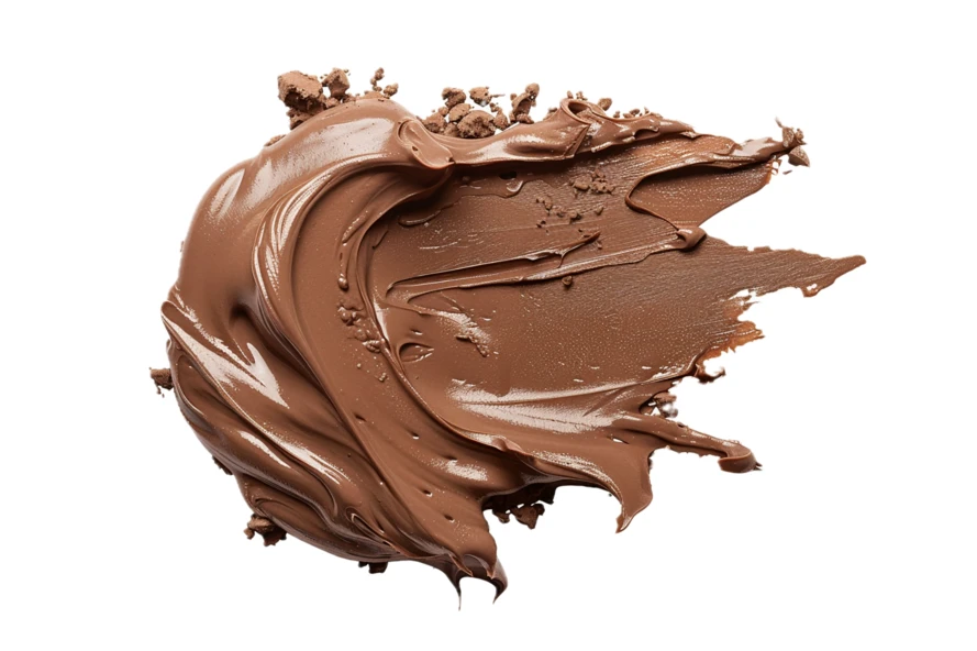 Brown creamy foundation or chocolate spread swatch on white