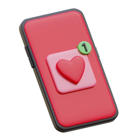 Smartphone with heart icon and social media notification badge