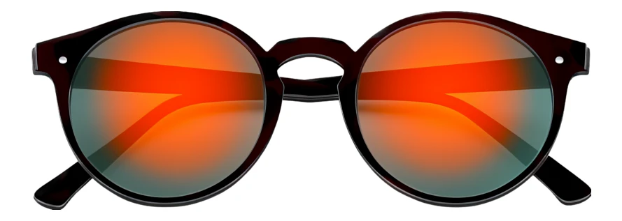 Stylish round sunglasses with orange mirrored lenses