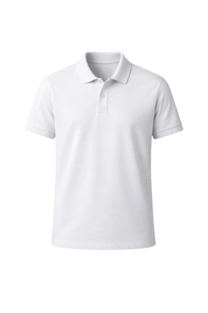 Blank white short-sleeved polo shirt isolated on white background