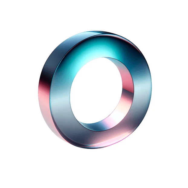 3D iridescent metallic ring isolated on white background