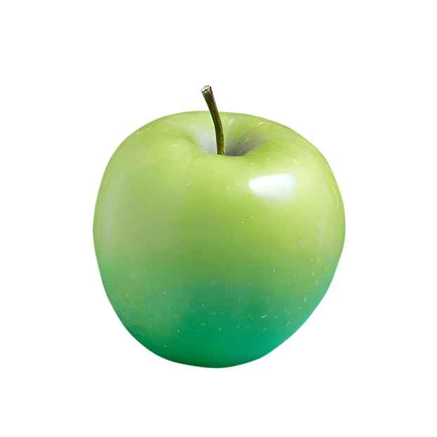 Single green apple isolated on white background