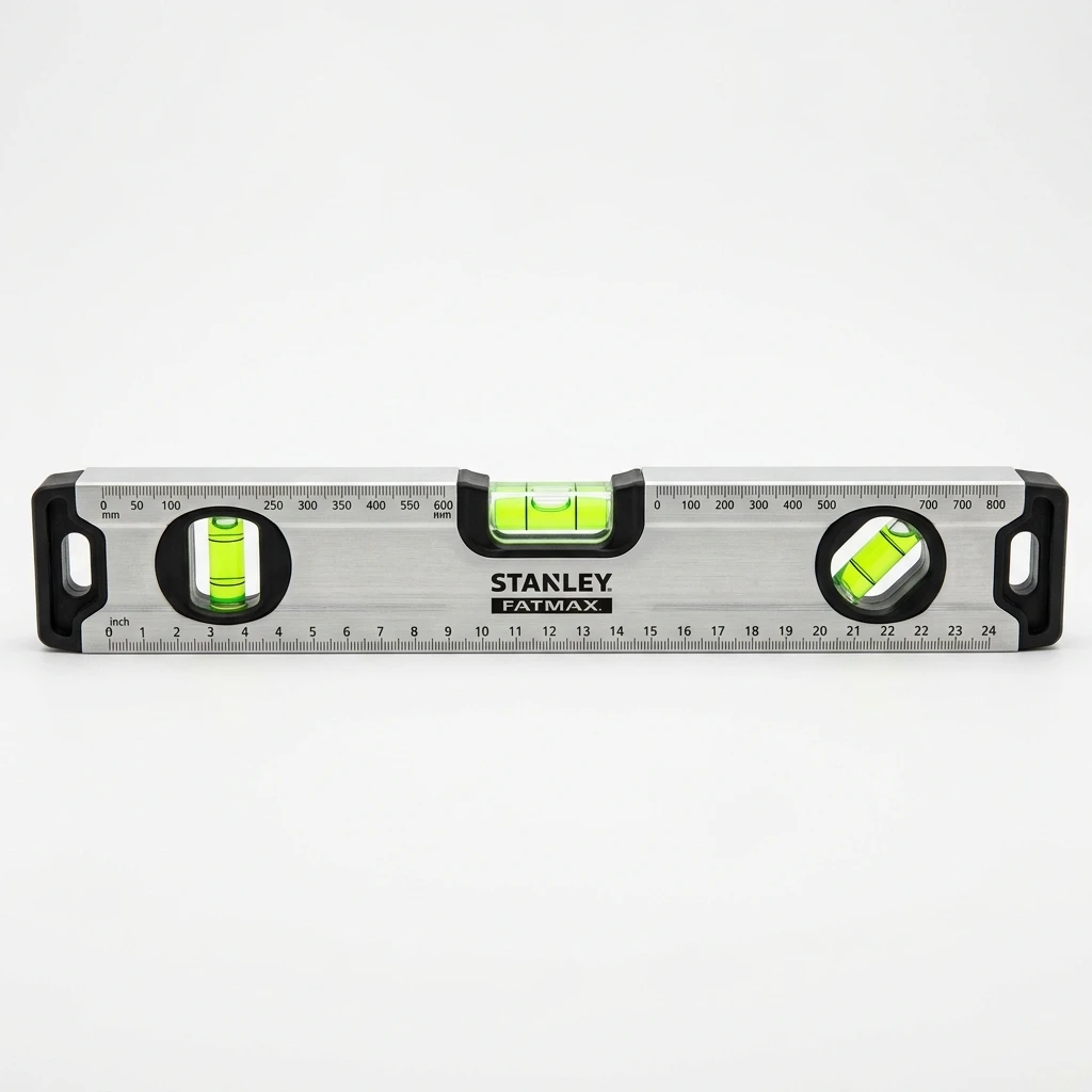 Stanley FatMax magnetic spirit level tool on white background