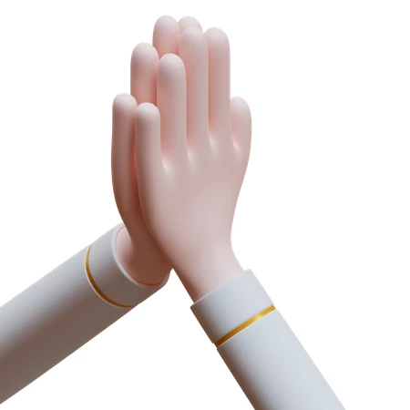 3D illustration of two hands performing a high five gesture