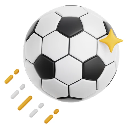 3D soccer ball icon with star and motion effect