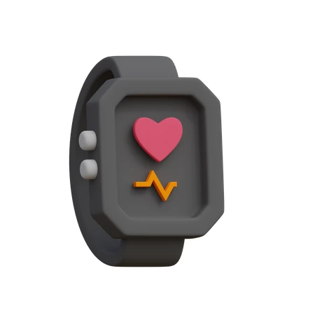 3D render of a smartwatch with heart rate monitor