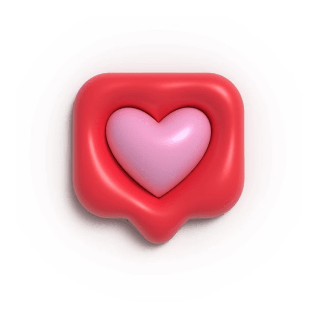 3D red social media heart notification like icon