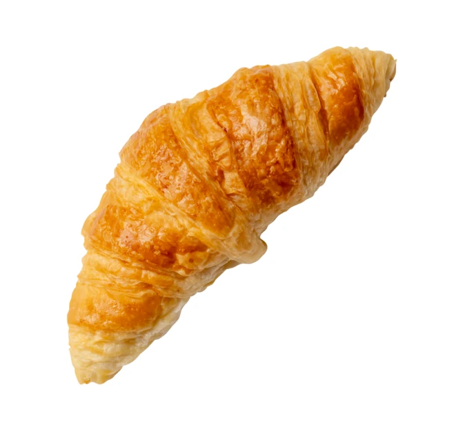 Fresh buttery croissant isolated on white background