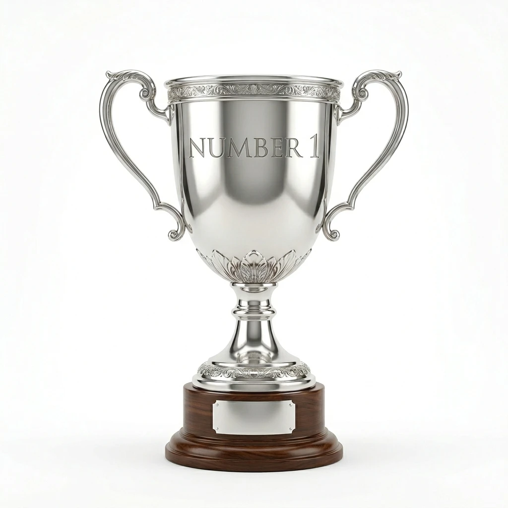 Silver trophy cup with Number 1 engraving