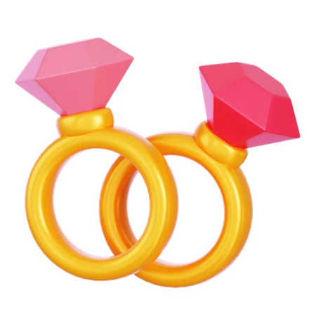 Two 3D golden engagement rings with pink diamonds