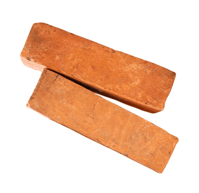 Two red clay bricks isolated on white background