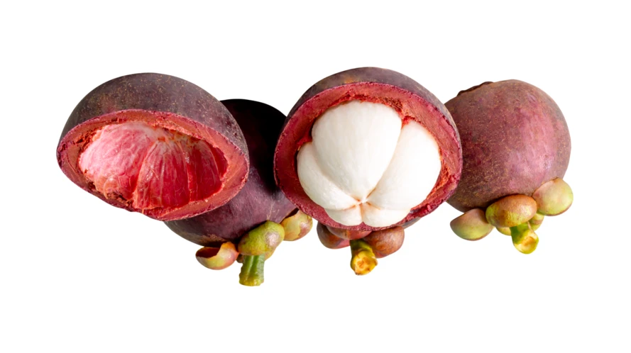 Fresh mangosteen fruits isolated on white background