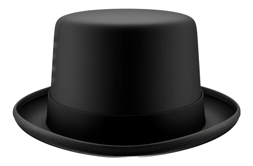 Classic black top hat isolated on white background