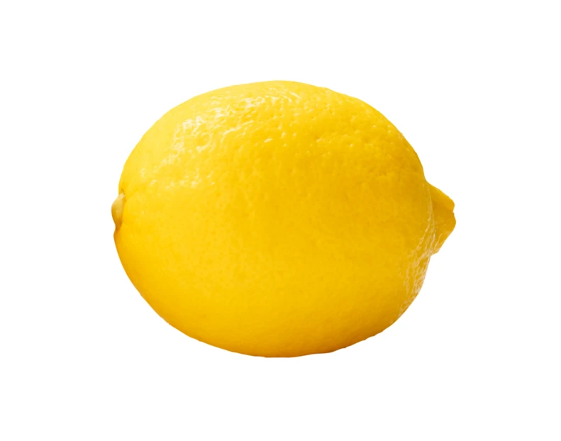 Single whole yellow lemon isolated on white background