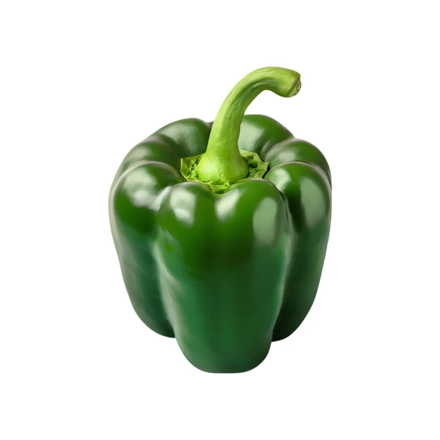 Fresh green bell pepper isolated on white background