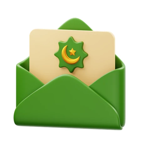 Envelope with Cream Card and Islamic Emblem 3D
