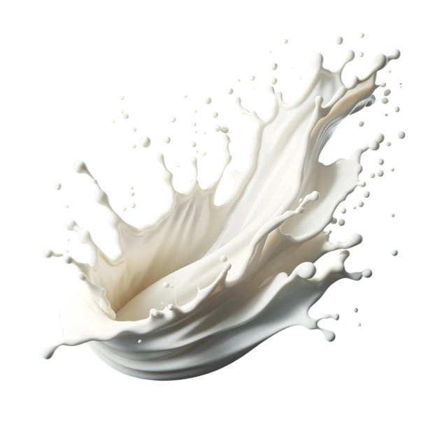 Dynamic milk splash isolated on white background