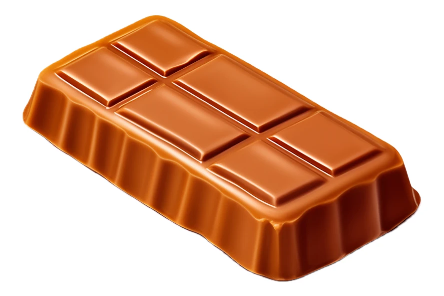 Rectangular milk chocolate bar isolated on white background