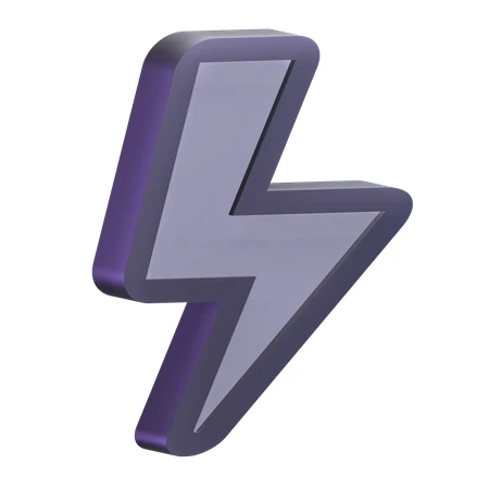 3D purple lightning bolt icon on white background