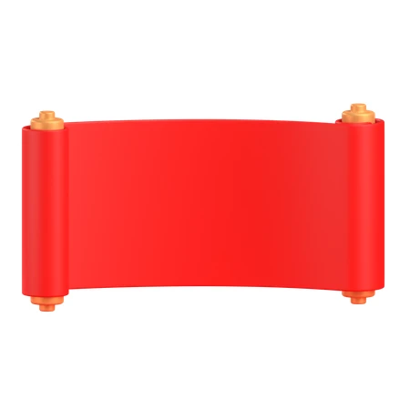 Blank red Chinese style scroll with gold rollers