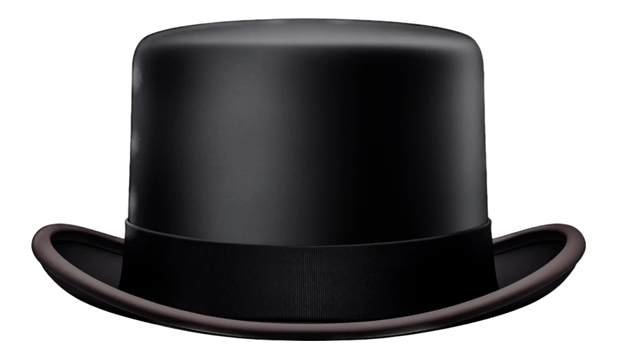 Classic black top hat isolated on white background