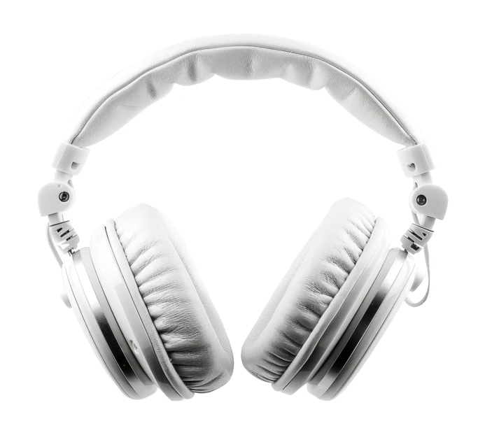 White over-ear headphones isolated on a white background