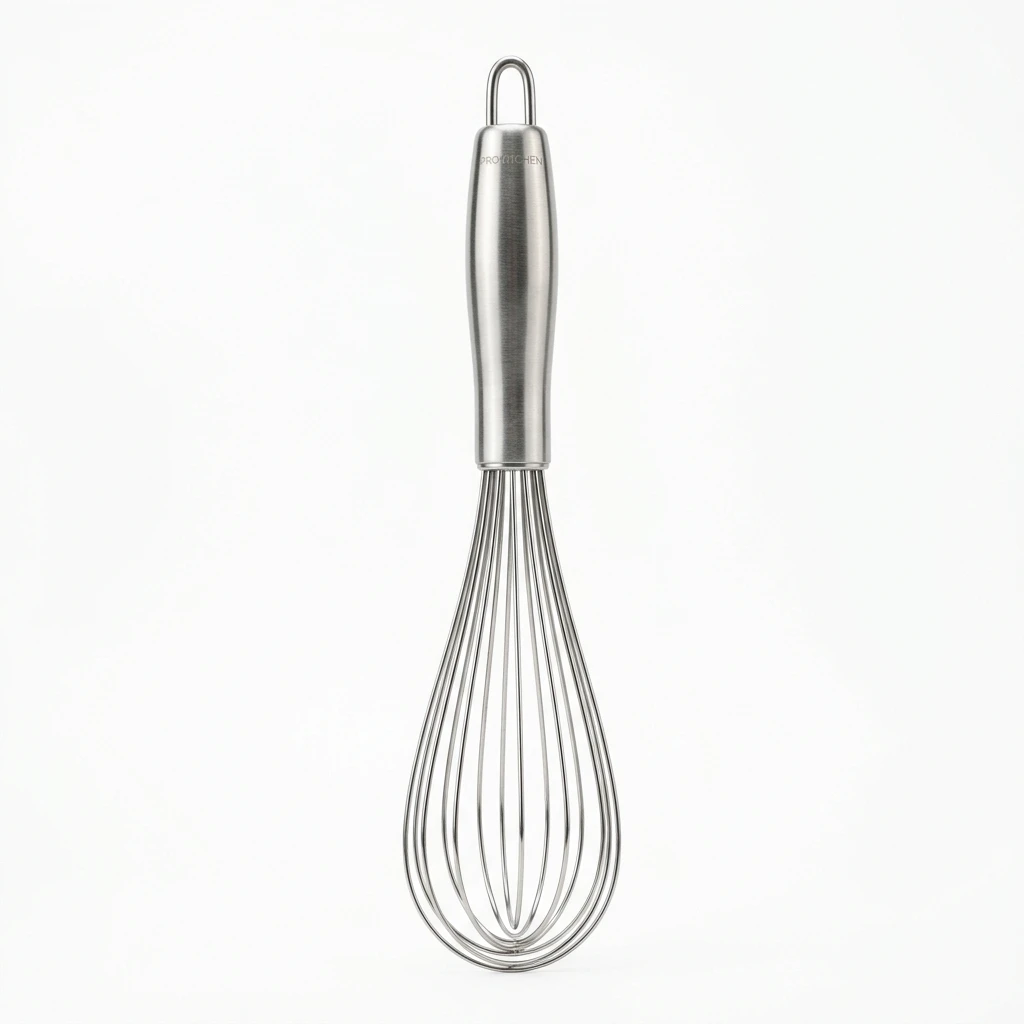 Stainless steel wire whisk isolated on white background
