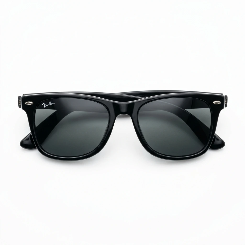 Classic black wayfarer sunglasses on a white background