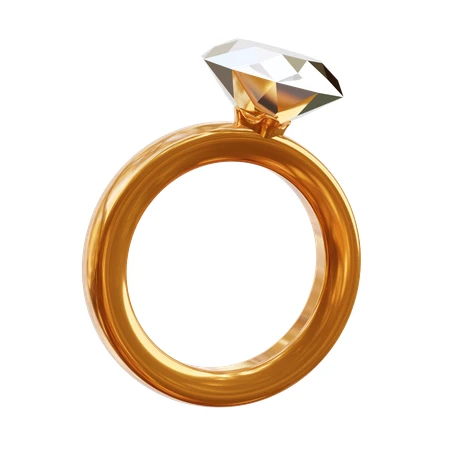 Solitaire gold diamond engagement ring isolated on white background