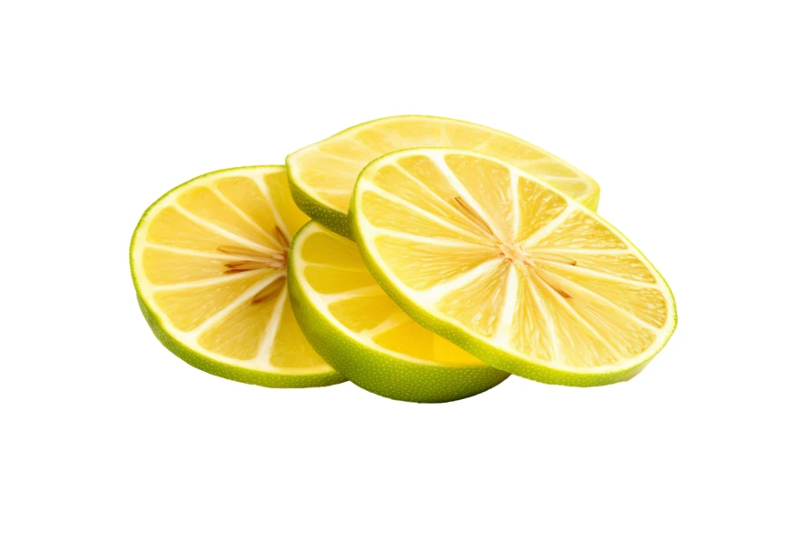 Fresh green lime slices isolated on white background