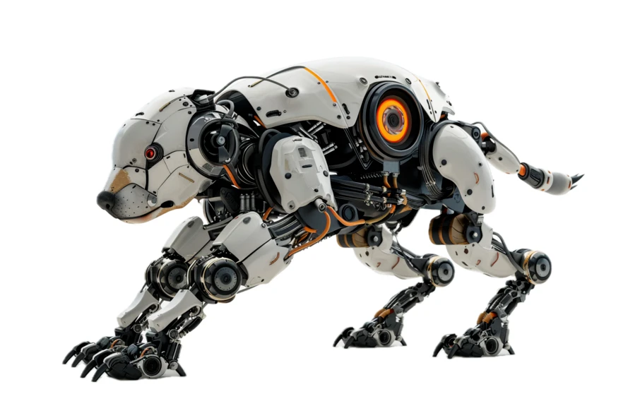 Futuristic robotic mechanical predator isolated on white background
