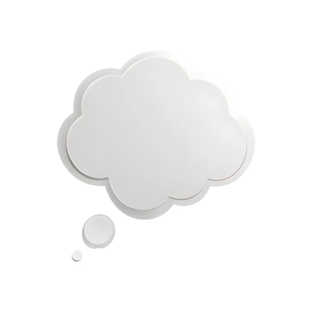 White 3D paper cut thought bubble on white background