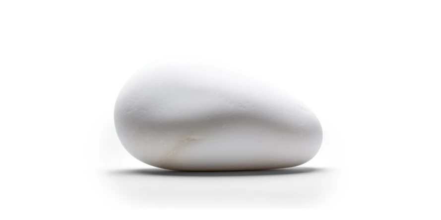 Smooth white pebble isolated on a white background