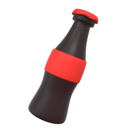 3D stylized soda bottle icon isolated on white background