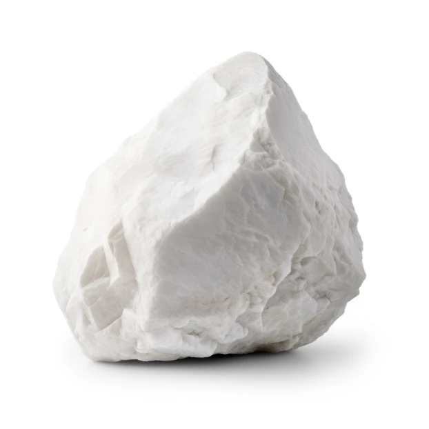 Natural raw white marble stone isolated on white background
