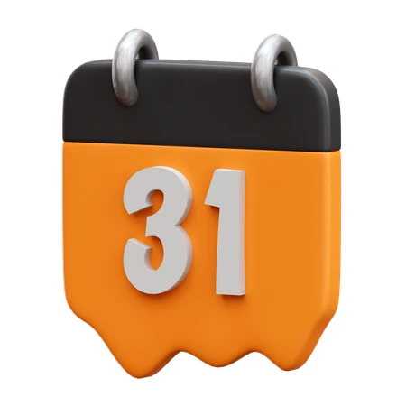 3D Halloween calendar icon showing the date 31st