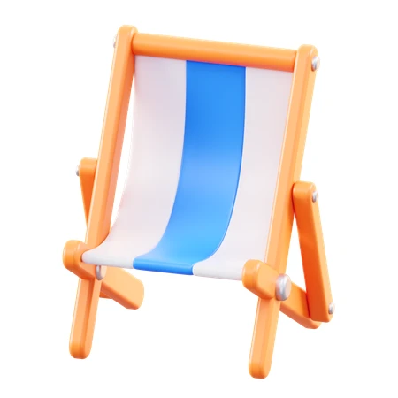3D illustration of a striped beach chair isolated on white