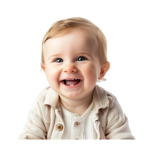 Happy smiling baby portrait isolated on white background