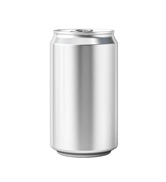Blank silver aluminum soda can isolated on white background
