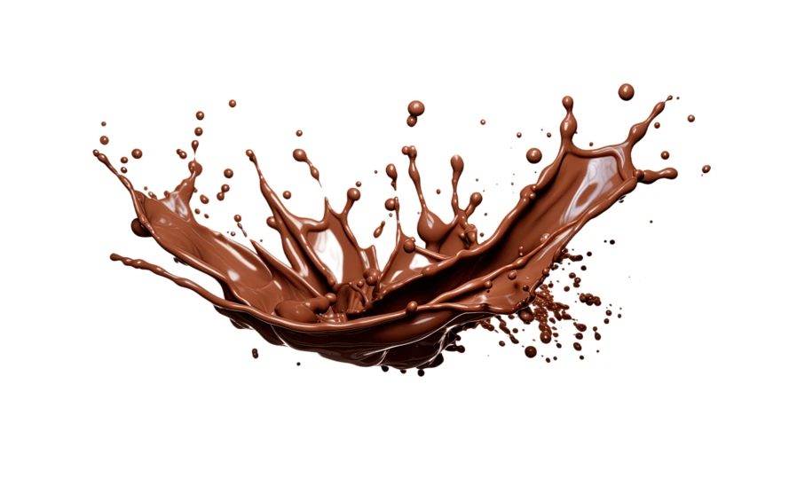 Dynamic chocolate splash isolated on white background